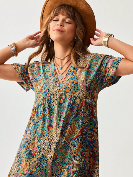 Jum Nữ Boho Họa Tiết Đa Sắc YN106