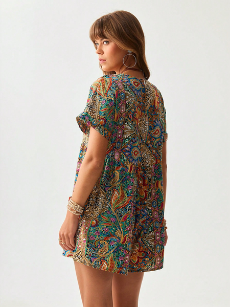 Jum Nữ Boho Họa Tiết Đa Sắc YN106