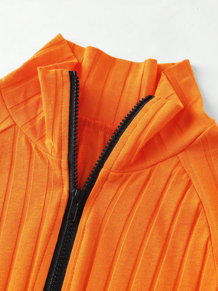 Jumpsuit Nữ Gân Tăm Co Giãn Ôm Dáng Cổ Lọ Màu Cam YN108