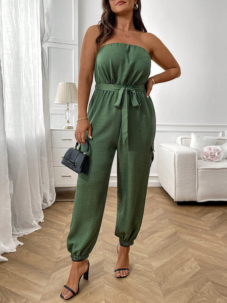 Jumpsuit Nữ Big Size Xanh Rêu Dáng Rộng Thoải Mái YN109