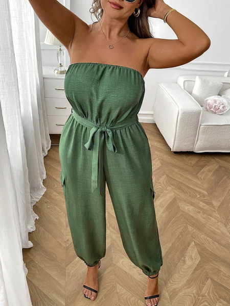 Jumpsuit Nữ Big Size Xanh Rêu Dáng Rộng Thoải Mái YN109