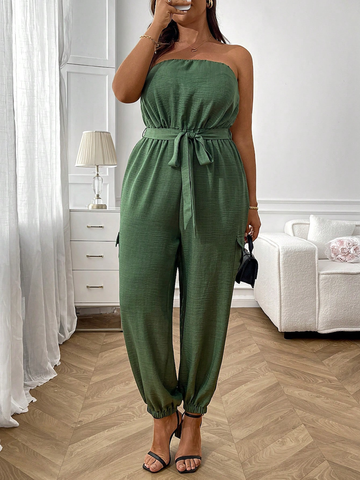Jumpsuit Nữ Big Size Xanh Rêu Dáng Rộng Thoải Mái YN109