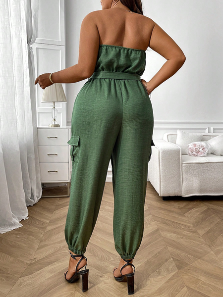 Jumpsuit Nữ Big Size Xanh Rêu Dáng Rộng Thoải Mái YN109