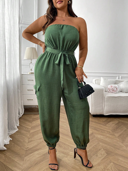 Jumpsuit Nữ Big Size Xanh Rêu Dáng Rộng Thoải Mái YN109