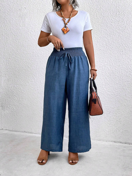 Quần Nữ Big Size Lưng Dây Rút Màu Trơn Dáng Suông YN114