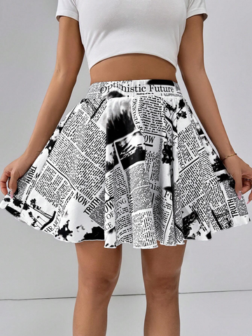 Quần Giả Váy 2 Trong 1 Họa Tiết Báo YN115