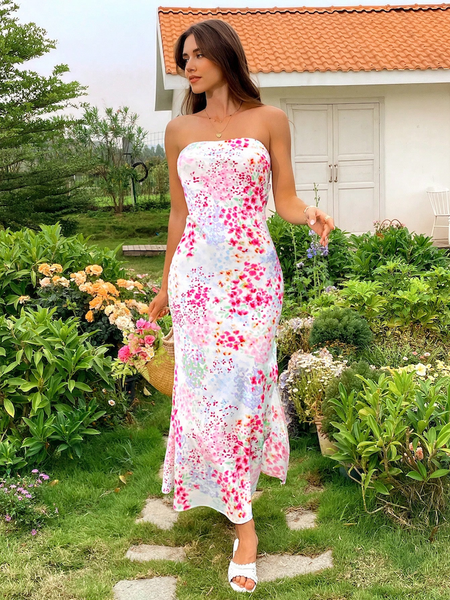 Đầm Dài Nữ Hở Lưng Họa Tiết Hoa Boho YN117