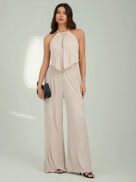 Set Đồ Nữ Đi Biển 2 Món Màu Trơn: Áo Cổ Yếm Không Tay & Quần Dài YN126