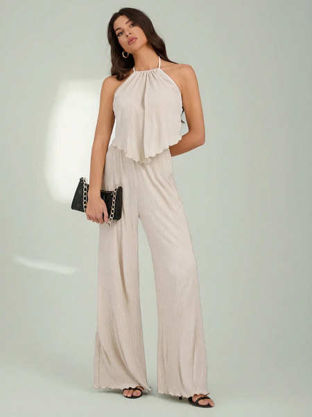 Set Đồ Nữ Đi Biển 2 Món Màu Trơn: Áo Cổ Yếm Không Tay & Quần Dài YN126