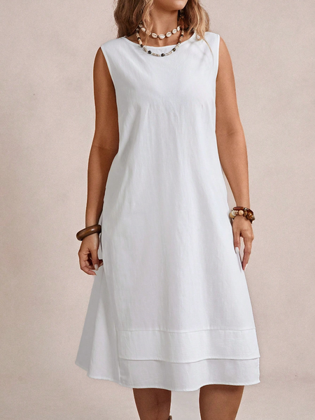 Đầm Midi Big Size Màu Trơn Cổ Tròn Sát Nách Phong Cách Boho YN130