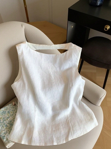 Áo sát nách nữ mùa hè màu trơn, lưng khoét nhấn xoắn YN133