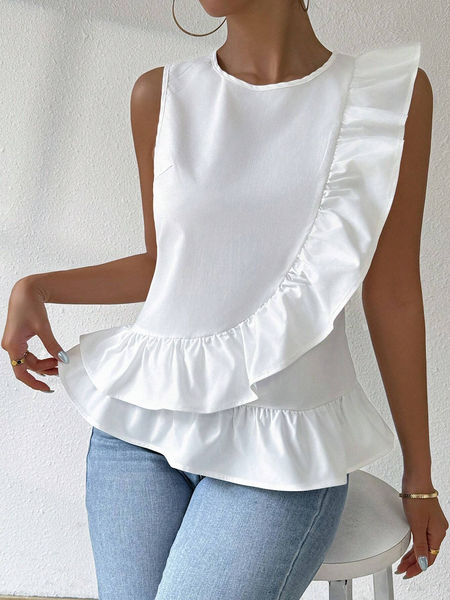 Áo Blouse Sát Nách Màu Trơn Vạt Bèo Nhún YN135