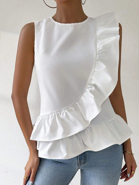 Áo Blouse Sát Nách Màu Trơn Vạt Bèo Nhún YN135