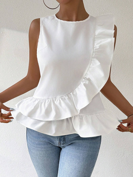 Áo Blouse Sát Nách Màu Trơn Vạt Bèo Nhún YN135