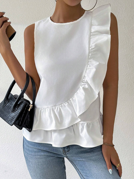 Áo Blouse Sát Nách Màu Trơn Vạt Bèo Nhún YN135