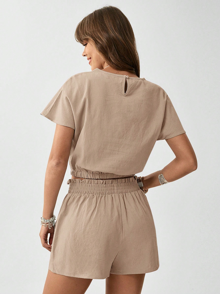 Áo croptop chất liệu cotton nhăn, cạp chun YN138