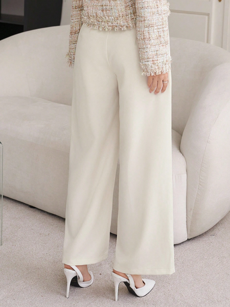 Quần ống rộng nữ, xếp ly, màu trơn, dáng suông YN140