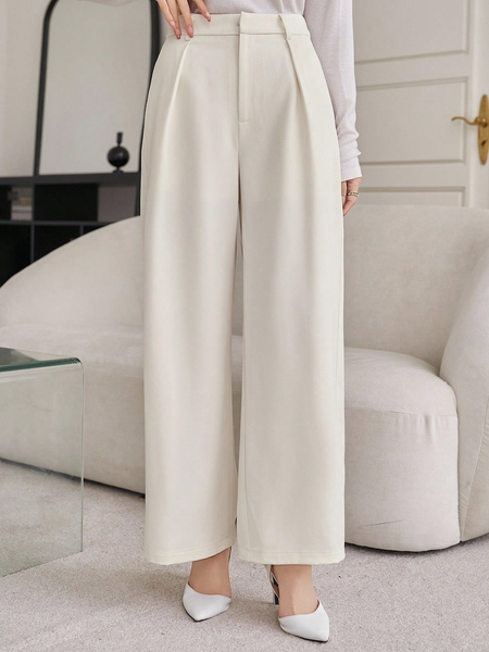 Quần ống rộng nữ, xếp ly, màu trơn, dáng suông YN140