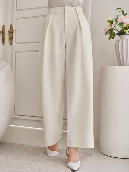 Quần ống rộng nữ, xếp ly, màu trơn, dáng suông YN140