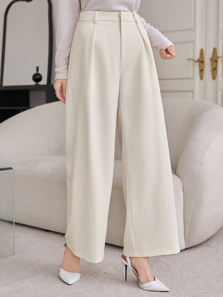 Quần ống rộng nữ, xếp ly, màu trơn, dáng suông YN140