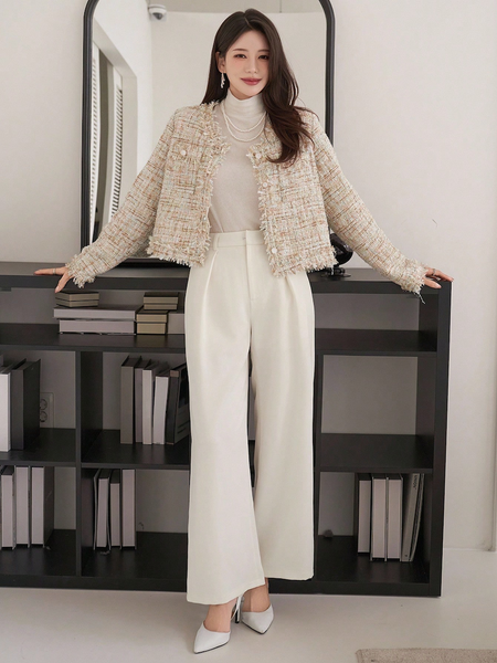 Quần ống rộng nữ, xếp ly, màu trơn, dáng suông YN140