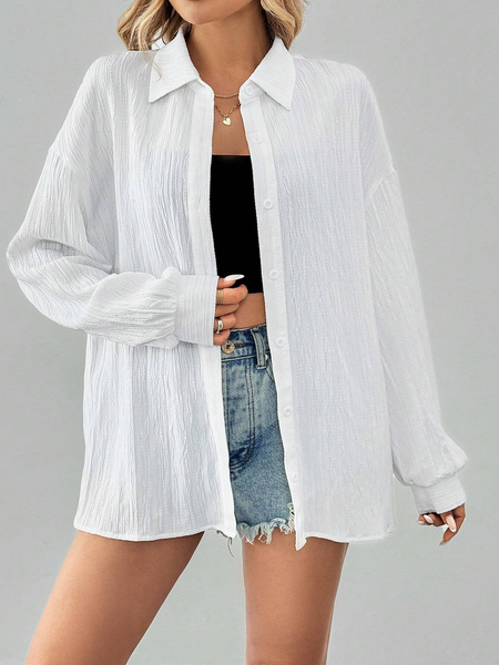 Áo Blouse Linen Công Sở Tay Dài Màu Trơn YN152