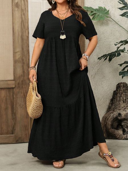 Váy Maxi Đen Duyên Dáng Cho Nữ Big Size, Thời Trang Xuân Hè Sành Điệu YN168