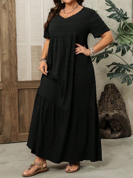 Váy Maxi Đen Duyên Dáng Cho Nữ Big Size, Thời Trang Xuân Hè Sành Điệu YN168