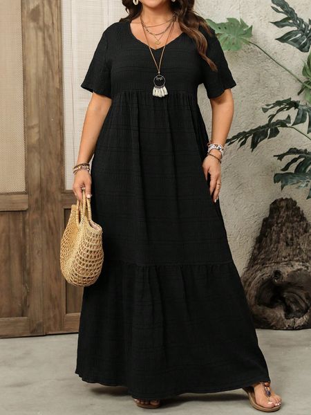 Váy Maxi Đen Duyên Dáng Cho Nữ Big Size, Thời Trang Xuân Hè Sành Điệu YN168