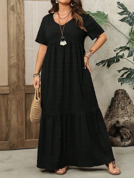 Váy Maxi Đen Duyên Dáng Cho Nữ Big Size, Thời Trang Xuân Hè Sành Điệu YN168