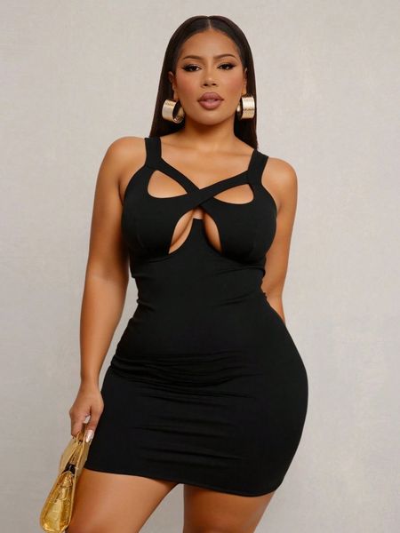 Đầm Bodycon Mini Nữ Big Size Sexy Cổ Khoét Dáng Ôm Sát YN174