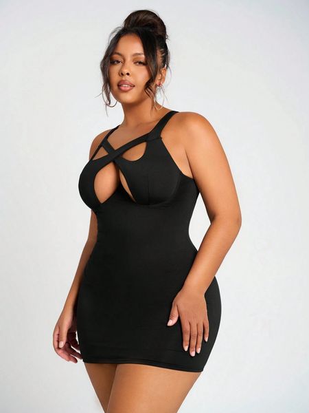 Đầm Bodycon Mini Nữ Big Size Sexy Cổ Khoét Dáng Ôm Sát YN174