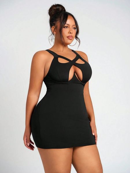 Đầm Nữ Big Size Nữ Ôm Body Dáng Ngắn Cổ Khoét Gợi Cảm YN180