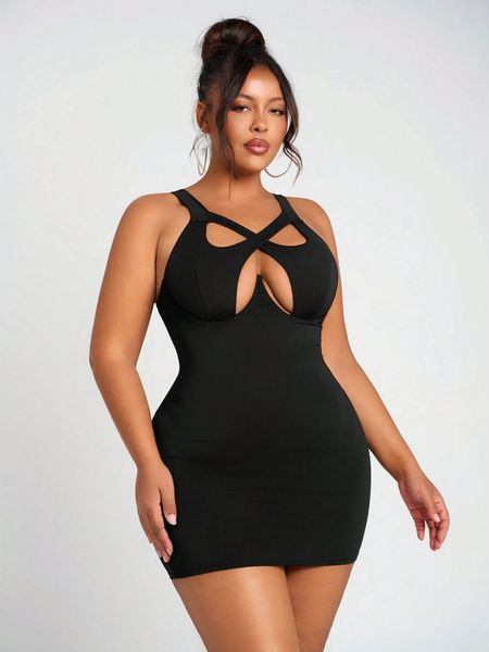 Đầm Nữ Big Size Nữ Ôm Body Dáng Ngắn Cổ Khoét Gợi Cảm YN180