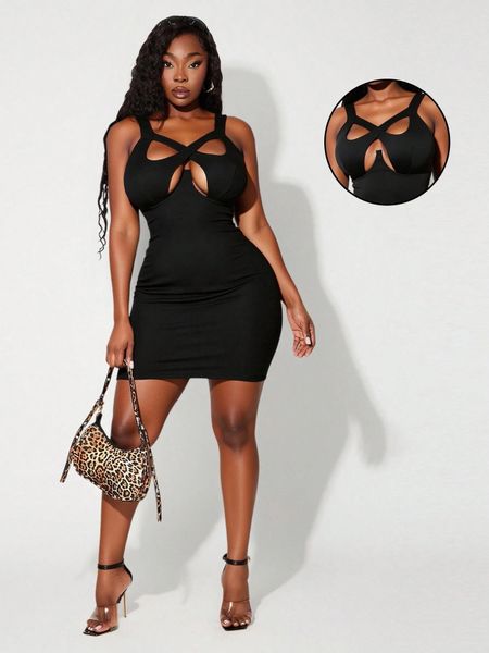 Đầm Nữ Big Size Nữ Ôm Body Dáng Ngắn Cổ Khoét Gợi Cảm YN180