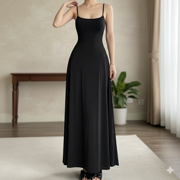 Đầm nữ 2 dây cổ thuyền đơn, thiết kế form suông dáng xoè nhẹ YN203