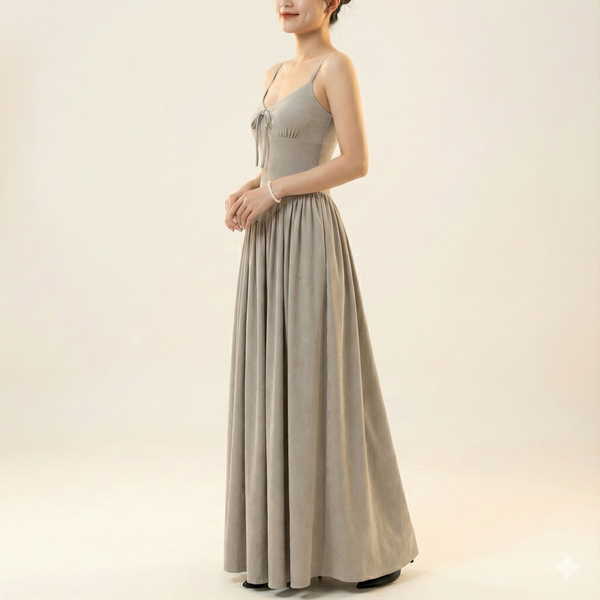 Đầm body nữ 2 dây có thắt nơ chân váy xoè, form ôm, chất liệu thun hoa dập nổi YN205