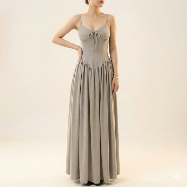 Đầm body nữ 2 dây có thắt nơ chân váy xoè, form ôm, chất liệu thun hoa dập nổi YN205