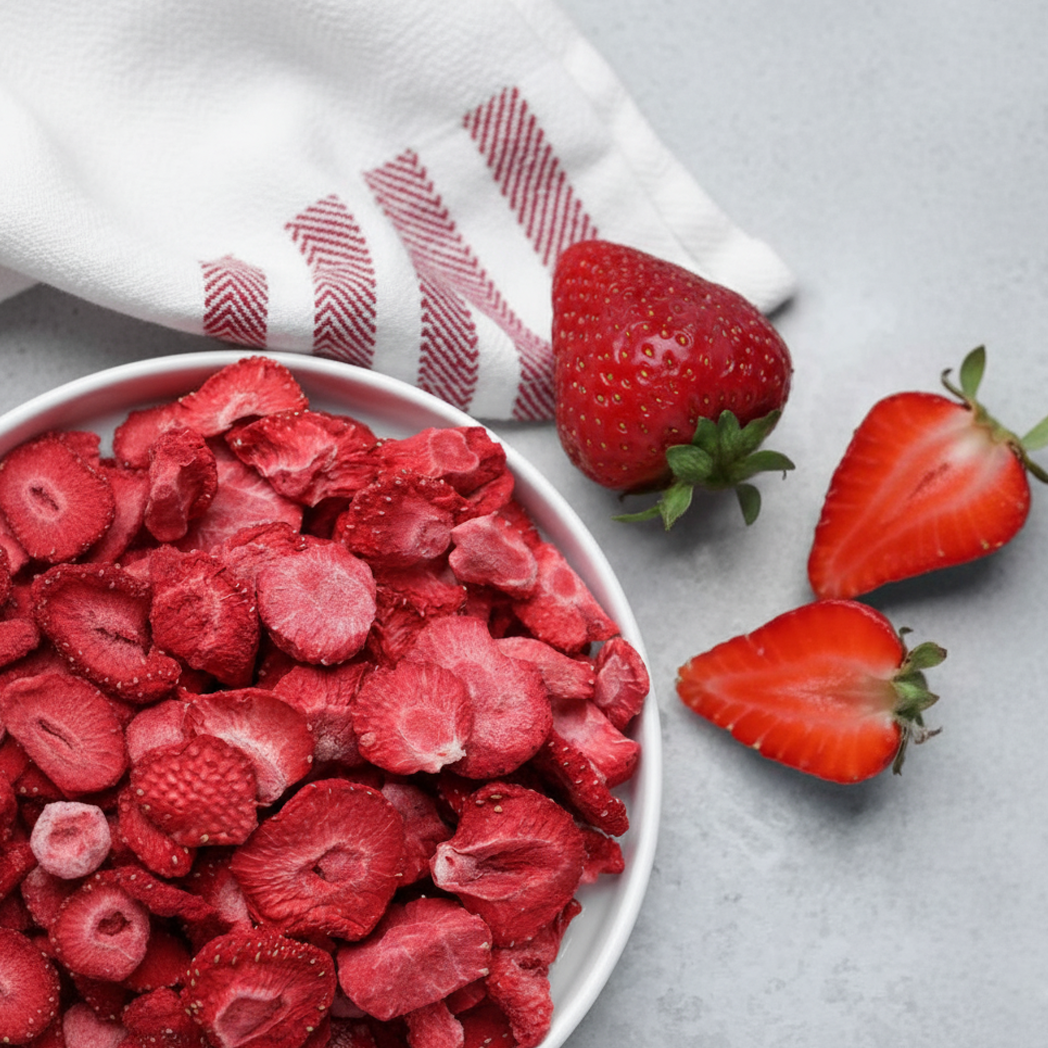 Dâu tây sấy khô giòn - Món ăn vặt lên ngôi trong xu hướng ẩm thực 2026 3 Dâu tây sấy khô giòn – Xu hướng ăn vặt “hot hit” 2026 không thể bỏ lỡ