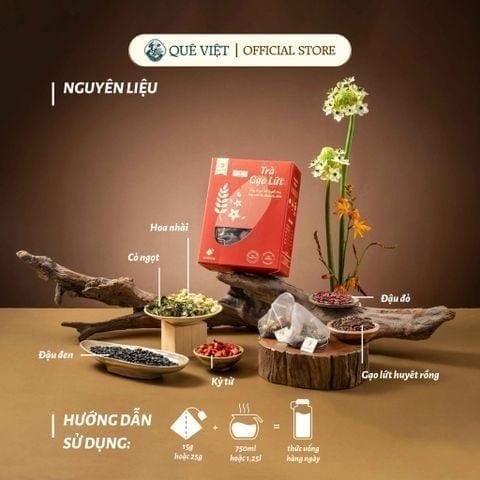 Combo 3 Hộp Trà gạo lứt lợi sữa Quê Việt hỗ trợ lợi sữa cho mẹ sau sinh, nguyên liệu tự nhiên an toàn cho mẹ bầu [150g,450g, 600g]
