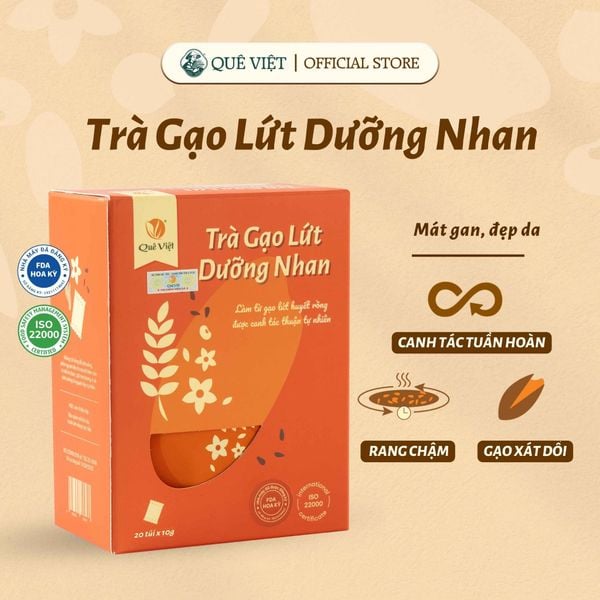 Trà gạo lứt Đông trùng hạ thảo Quê Việt