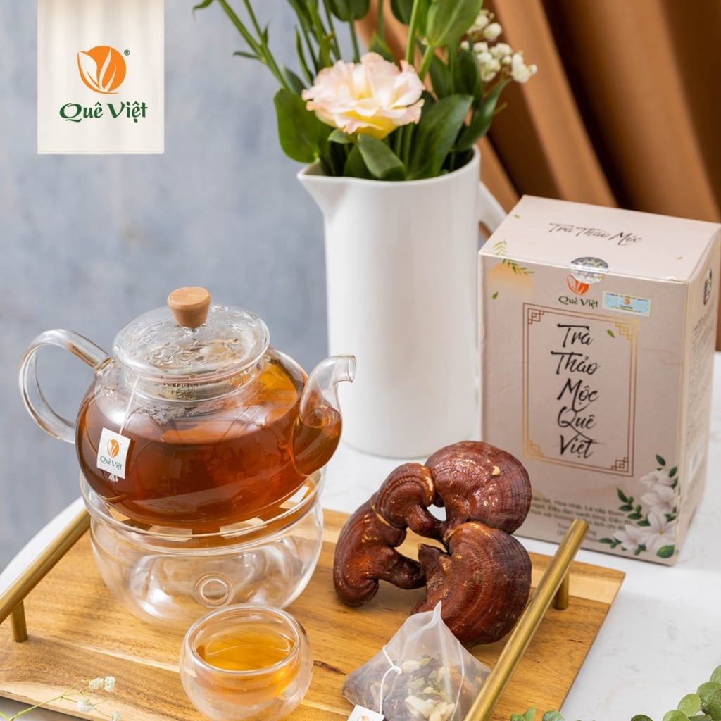 Combo 3 hộp Trà thảo mộc Quê Việt Mát gan, ngủ ngon TẶNG 1 trà Good Lứt 150G - Hộp 600G