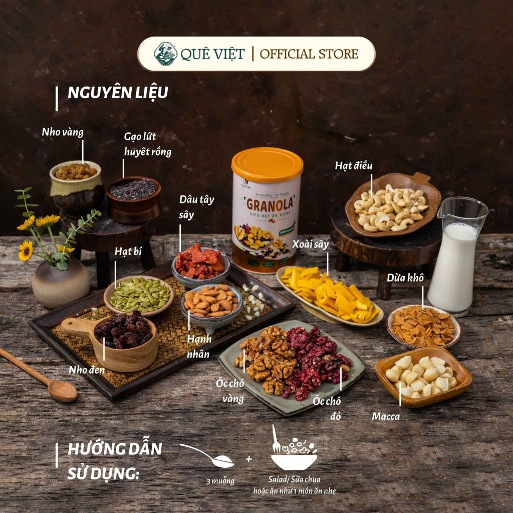 Granola siêu hạt ngũ cốc ăn kiêng Quê Việt