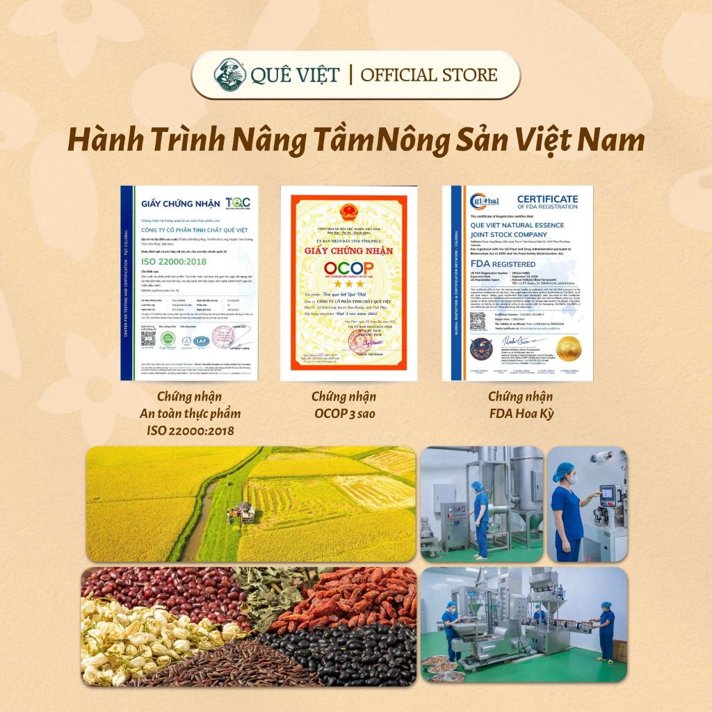 Combo 2 hộp Trà gạo lứt dưỡng nhan Quê Việt - Hộp 100G, 200G