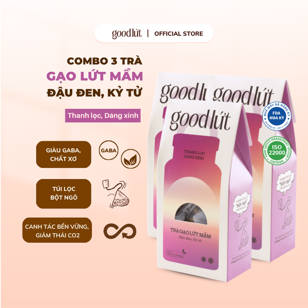 Combo 3 Trà gạo lứt mầm đậu đen kỷ tử Good Lứt