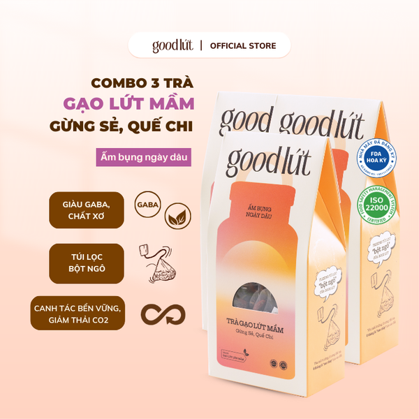 Combo 3 Trà gạo lứt mầm gừng sẻ quế chi Good Lứt