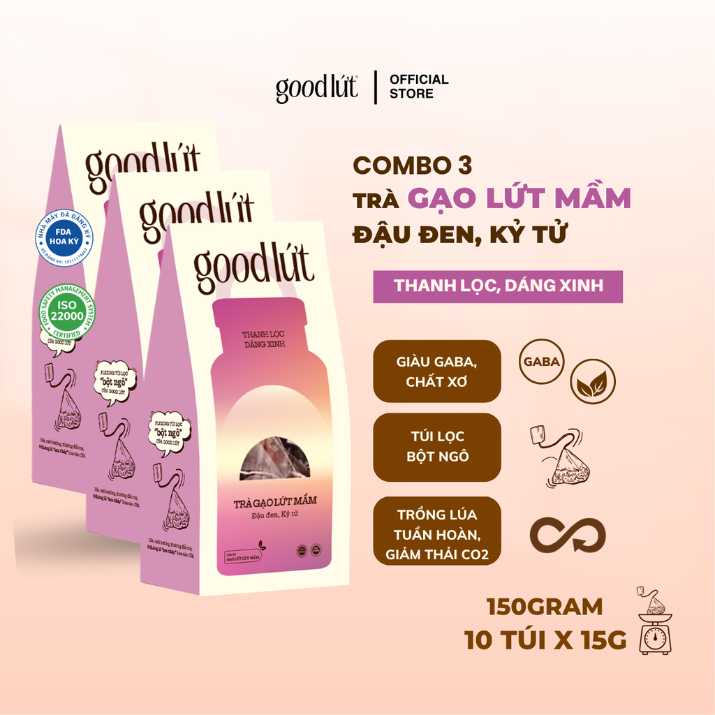 Trà gạo lứt mầm Good Lứt - Hộp 150G, 450G
