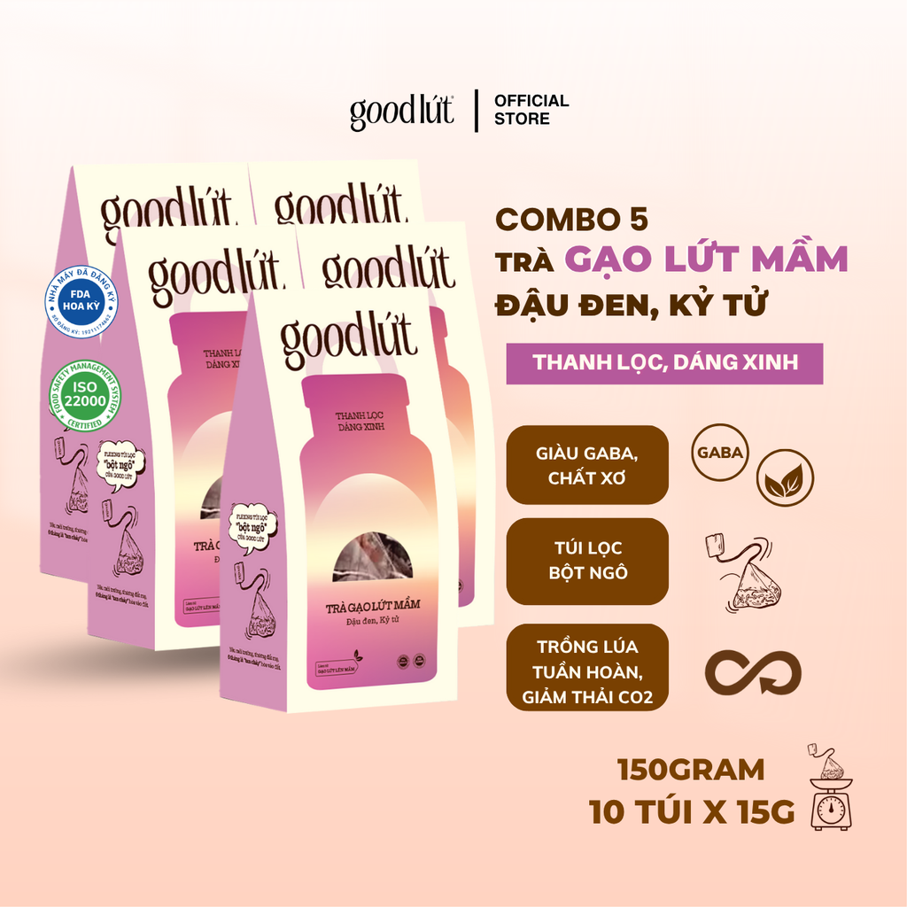 Trà gạo lứt mầm Good Lứt - Hộp 150G, 450G