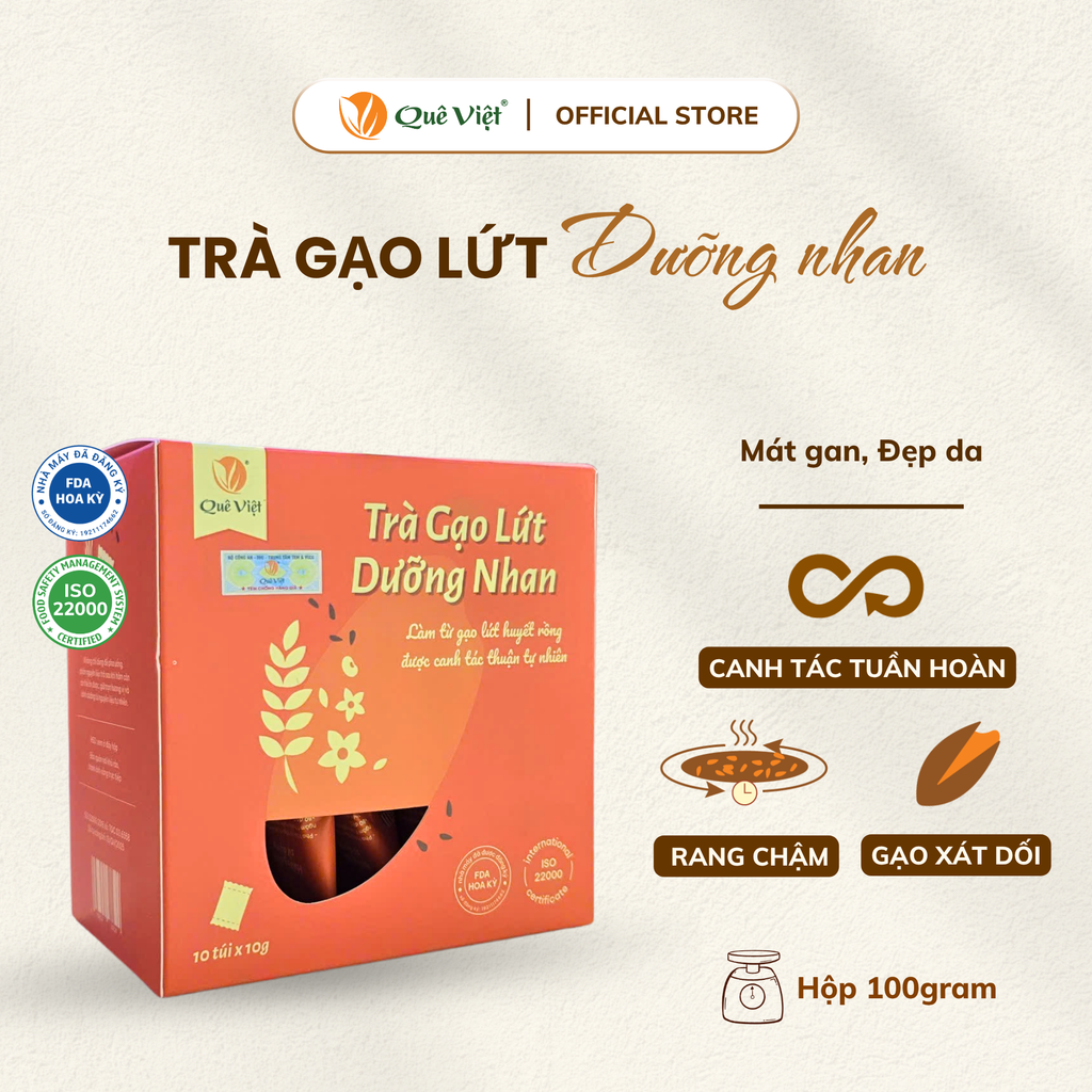 Trà dưỡng nhan đông trùng hạ thảo Quê Việt - Hộp 100G, 200G