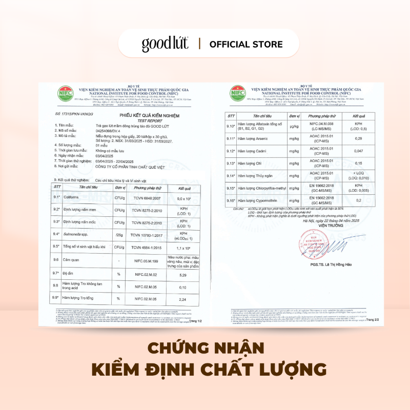 Trà gạo lứt mầm đông trùng táo đỏ Good Lứt Cải thiện giấc ngủ, dưỡng da lành tính - Hộp 450G